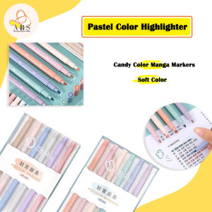 ABS Double Head Highlighter Set 6PCS / Box Macaron Candy School Office Stationery Light Colour Art Marker Notebook Decoration Writing Pen Tanda Tulis Bewarna