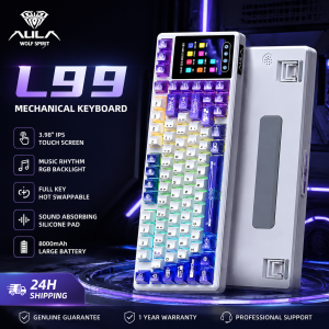 AULA | AULA L99 Mechanical Keyboard Intelligent Screen Wireless Bluetooth Gasket Structure Gaming Keyboard RGB Lighting Night Vision