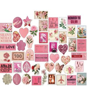 สติ๊กเกอร์ตกแต่งสีชมพูวินเทจ 50 ชิ้น ทนน้ำ PVC สำหรับคอมพิวเตอร์ โทรศัพท์มือถือ สมุดบันทึก ลายการ์ตูน ลายสัตว์ ลายดอกไม้