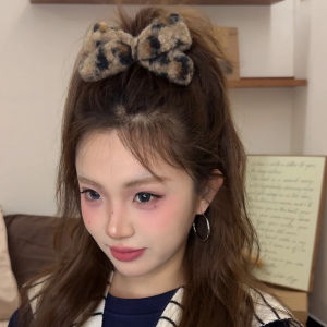 กิ๊บติดผมปมผีเสื้อถักลายเสือดาว กิ๊บติดผมสไตล์เกาหลีสำหรับผู้หญิง กิ๊บติดผมแบบสูง ตกแต่งผมด้วยเส้นผม