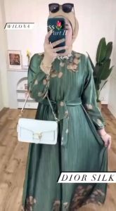 K-FASHION Gamis Wilona Bahan Maxmara Silk: Pakaian Wanita Dewasa Modern Lebaran Mewah