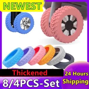 8Pcs Silicone Suitcase Wheel Protector Cover Silent Sound Thicken Texture Caster Case Anti-wear Travel Luggage Trolley Box Roller Cover