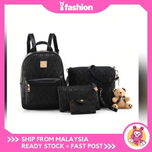 iFASHION 1702 READY STOCK 4 in1 Bear Dual-use Shoulder Handbag Woman Bag Backpack Beg Galas Belakang Perempuan Besar