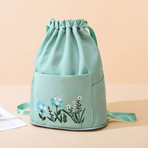 Foldable Drawstring Backpack Dry Wet Separation Sports Training Bag Large Capacity Drawstring Bag Lightweight Casual Travel Bag