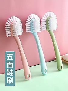 Bàn Chải Chà Giày  Vệ Sinh Giày 5 Mặt Chuyên Dụng - Chổi Cọ Đánh Giày Dép Vệ Sinh Những Chỗ Hẹp Sâu của Giày Cán Dài