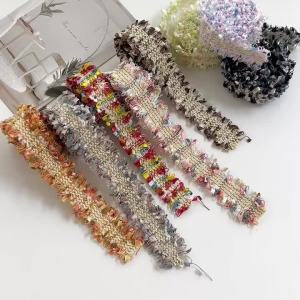 2/3cm Polyester Tweed‑Style Fringe Trim Woven Lace Ribbon for Clothing Dress Hat Bag Sewing DIY Craft Embellishment Accessories