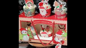 Merry Christmas Theme Cupcake Paper Card Dessert Decorations Cake Cupcake Topper Cake insert