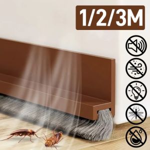 3/2/1M Door Sealing Strip Self-adhesive Door Bottom Gap Filling Insect Proof Brush Strip Windproof Soundproof Door Stopper Strip