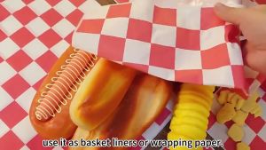 100pcs 30x30cm Kertas Burger Foodgrade Kertas Alas Roti Motif Catur Greaseproof Anti Minyak