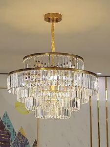 【COD】Luxury Lighting Crystal Chandelier for Living Room Hanging Light Fixture Gold Lamp Bedroom