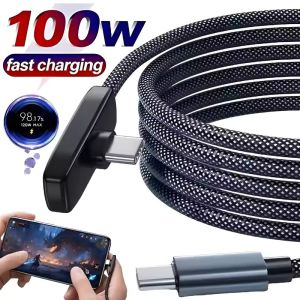 PD 100W Dual Type-C Cable 90 Degree Elbow Fast Charging Cord for IPhone 17 16 15 Samsung Xiaomi Android Data Transfer Cables