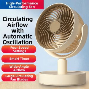 [China Plug Without Adapter] 2026 New Automatic Oscillating 8-Inch Air Circulation Fan USB Charging Desktop Office Quiet Miniature Tabletop Student Dormitory