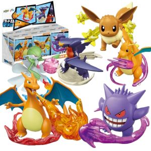 Keeppley Pokemon Fight! Serie Building Block Toys Dragonite Garchomp Gardevoir Charizard Gengar Eevee Action Assembly Model Toys