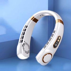 Quạt Cổ Di Động LED Rảnh Tay Không Cánh Với 5 Tốc Độ Pin Sạc 4000mAh Quạt Làm Mát Cá Nhân Có Thể Đeo Được