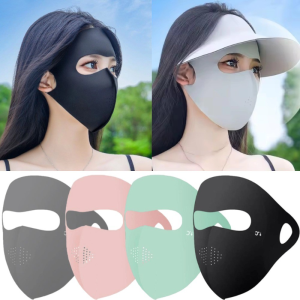Breathable Ice Silk UV Protection Mask / Full Face Anti-UV Mask / Summer Outdoor Traceless Riding Face Mask /  UPF 50+ Sunscreen Mask / V-Shaped 3D Elastic Facekini