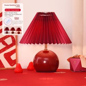 SHIGUANGSUIDAO | Pleated Lampshade Bedside Lamp