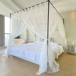 ผ้าคลุมเตียงสไตล์ราชวงศ์ระดับไฮเอนด์พร้อมโครงเหล็กอะลูมิเนียมสำหรับห้องนอน 3 ประตู ป้องกันยุง สำหรับทุกเพศทุกวัย