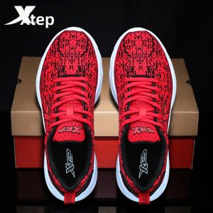XTEP | Giày Chạy Bộ Nam Thoáng Khí Màu Đỏ Chống Sốc