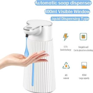 400ML Large Capacity Light Display 2-Levels Adjustable Foam/Liquid Modes Touchless Electric Automatic Smart Sense Soap Dispenser
