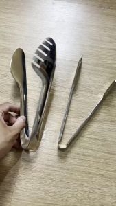Kẹp inox Serving Tongs gắp salad đá thức ăn có 5 rãnh thép không gỉ cao an toàn cho sức khỏe