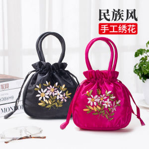 Hand Embroidered Small Handbag Ethnic Style for Middle-Aged And Elderly Shopping Change Mobile Womens Bag Mom Handheld Bag