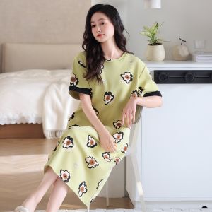 miiow | Pure Cotton Breathable Soft Skin-friendly Summer Sleep Dress Girls Home Clothes Sweet Girl Feeling Cat Woman Sleepwear Dress