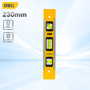 deli | Deli 9 Inch Torpedo Level Magnetic Box Level with 45°/90°/180° Bubbles Shock Resistant Bubble Level Tool for Measuring