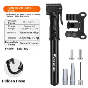 West Biking | Portable High-pressure Multi-Valve Compatible Bicycle Pump