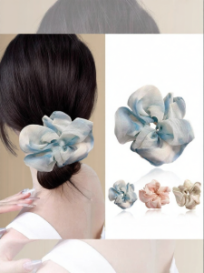 NING ZHOU | Elegant Blue Chinese Ink Style Sheer Fabric Hair Band