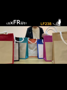 Medium Jute Bag with Canvas Front Pocket- LF238