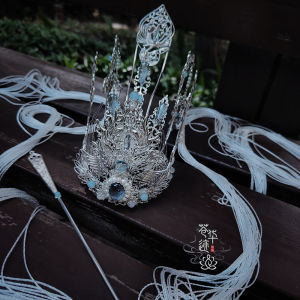 Original Hanfu Headwear Chenwan Ning Elegant Retro Crown Universal Cosplay Fairy Emperor Hair Accessory Alloy Silver Gold Plated