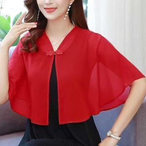 Chiffon Small Scarf Womens Summer Dress Loose Fit Cropped Vest Lightweight Sun Protection Cardigan Jacket Versatile Outerwear