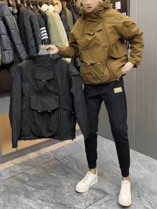 Winter New Arrival Men Parka Hooded Cotton Jacket Mens Assault Jacket Trendy Double Zipper Large Pocket Heattech Coat Cotton Coat