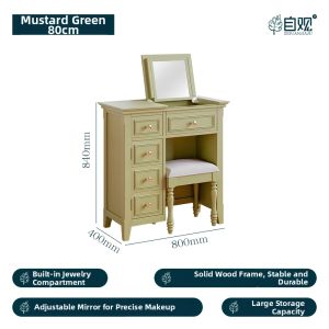 ZIGUAN | Simple Country Fresh Green Vanity Table with Mirror and Storage