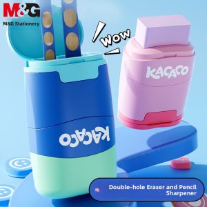Dual-Hole Pencil Sharpener Eraser Two-In-One Creative Childrens Pencil Sharpener Large And Small Holes Replaceable Eraser for Drawing And Sketching