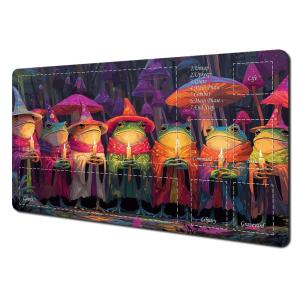 Magic Card Playmat with Zone Mushroom Forest Frog Wizard MTG Playmat Gathering Gaming Mats Desk Mat Commander Battle Playmat