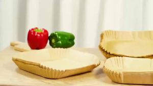 Disposable Air Fryer Liners Non-Stick Parchment Paper Rectangular Brown Heat Resistant for Baking and Frying Kitchen Essential