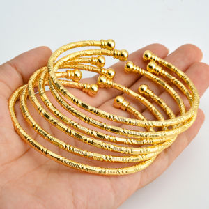 6Pcs/Set Dubai Bangles Set For Women Indian Africa Lady Jewelry Ethiopian Gold Color Cuff Bangles Wedding Bride Jewelry Gift