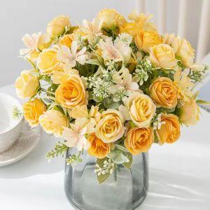 Artificial Flowers Silk Roses Wedding Wreath Home Room Table Festival Decor Bridal Bouquets Outdoor Yard Garden DIY Gifts Cheap