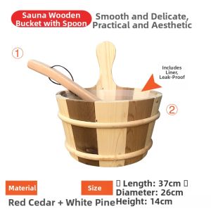 Poolmate | Sauna Stone Sauna Heater Wooden Bucket Wooden Ladle Humidity Meter Hourglass Lampshade