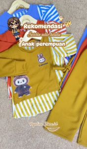 One Set Salur LABUBU anak perempuan anak usia 1-6thn Setelan Cringkle mix waffle LABUBU anak viral.