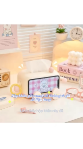 Hộp khăn giấy để bàn hình biểu tượng cảm xúc hoạt hình dễ thương giá đỡ điện thoại đa năng