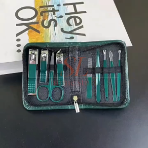 Set Perlengkapan Gunting Kuku Manicure Pedicure 9 in 1 Korek Kuping Pembersih Telinga Gunting Bulu