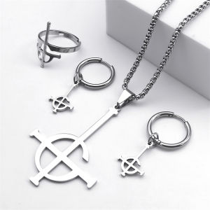 Stainless Steel Jewelry Set Ghost BC Rock Band Pendant Necklace The band Ghost Ghoul Chain Necklaces Fashion Earring Ring collar