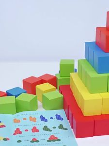 EELHOE | [NC]30/50/100Pcs Baby Shape Color Learning Toys Colorful Cubes Wooden Building Blocks Stacking Up Square Wood Toy[NC]