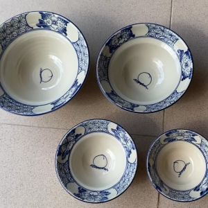 Bát chiết yêu tô chiết yêu tô bún phở bát ăn chè vẽ hoa chanh cổ men lam gốm sứ Bát Tràng