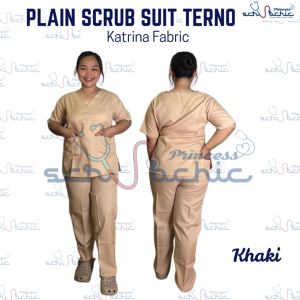 PSC Khaki Katrina Plain Scrub Suit Terno for Men & Women/ Canadian-Katrina/Medical nurse vet yay