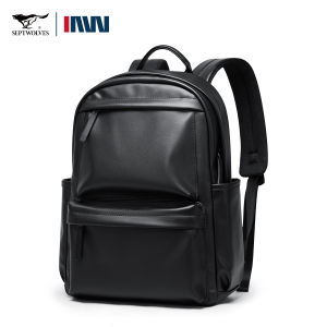 SEPTWOLVES Stylish leather back pack for men Office original Large Capacity Laptop bags for men with laptop storage compartment waterproof for work business casual travel