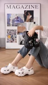 Sandal Original 8888-5 Sandal Baim Wanita Impor Yesplus Sandal Fuji Bahan Rubber 3D Jibbitz Tinggi 8 Cm Bintang Silver Anti Slip