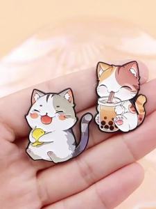Bandai | Trâm Cài Hình Trái Tim Mèo Dễ Thương Huy Hiệu Hợp Kim Thời Trang Dành Cho Quần Áo Túi Xách Ba Lô - Phụ Kiện Bán Buôn
